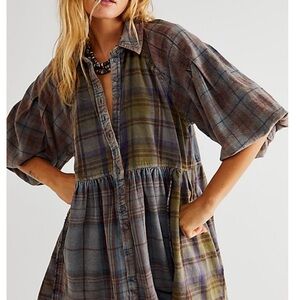 Free People Moon Bay Plaid Button-Up Women’s Top